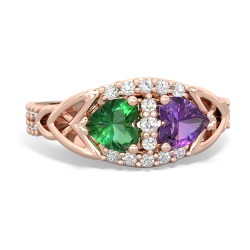 lab emerald-amethyst keepsake engagement ring