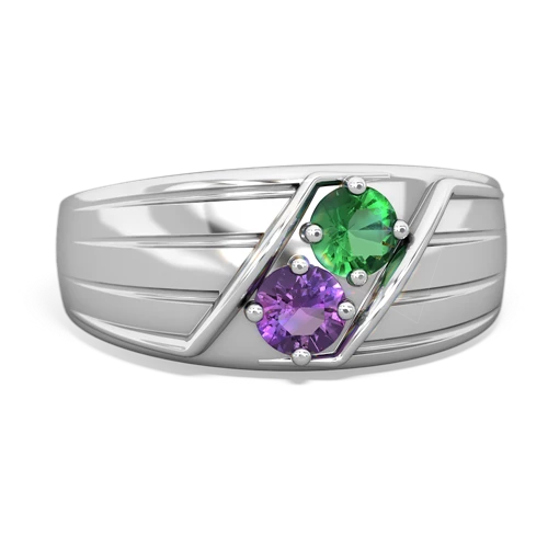 lab emerald-amethyst mens ring