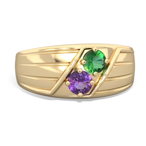 lab emerald-amethyst mens ring