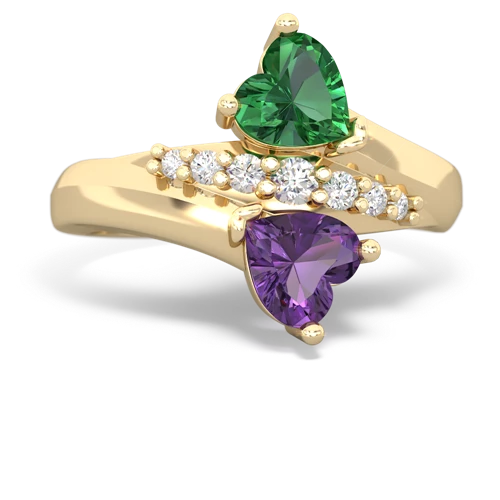 lab emerald-amethyst modern ring
