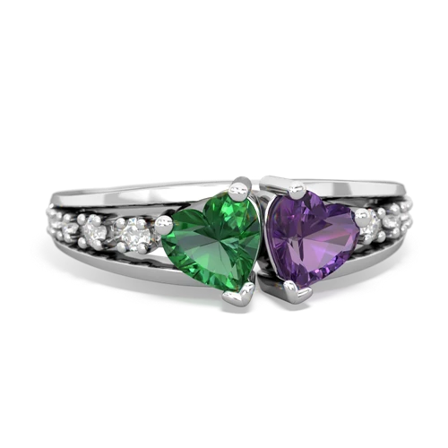 lab emerald-amethyst modern ring