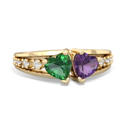 lab emerald-amethyst modern ring