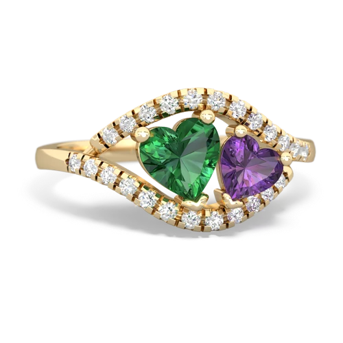 Lab Emerald Lab Created Emerald with Genuine Amethyst Mother and Child ring Ring