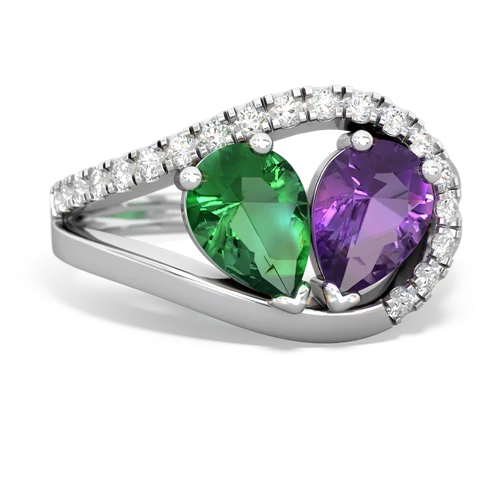 lab emerald-amethyst pave heart ring
