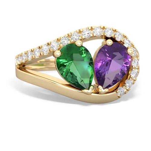 lab emerald-amethyst pave heart ring