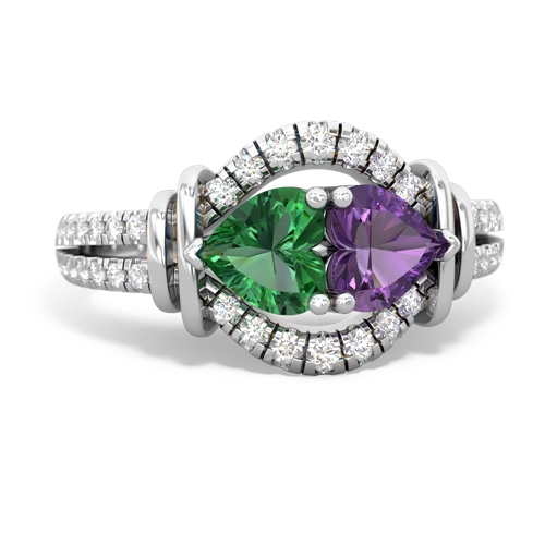 Lab Emerald Lab Created Emerald with Genuine Amethyst Art-Deco Keepsake ring Ring