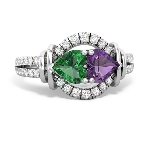 lab emerald-amethyst pave keepsake ring