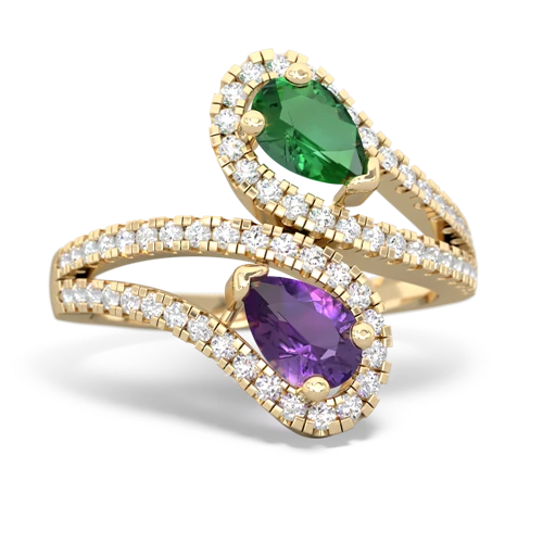 Lab Emerald Lab Created Emerald with Genuine Amethyst Diamond Dazzler ring Ring