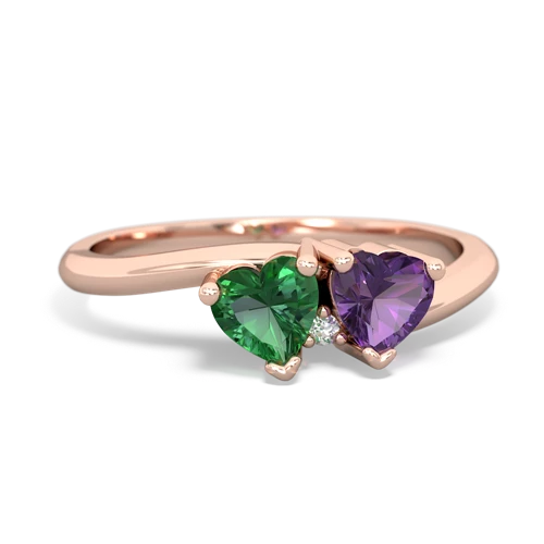 lab emerald-amethyst sweethearts promise ring
