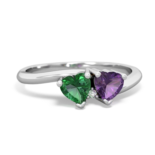 lab emerald-amethyst sweethearts promise ring