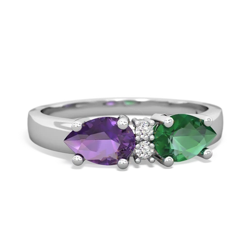 Lab Emerald Lab Created Emerald with Genuine Amethyst Pear Bowtie ring Ring