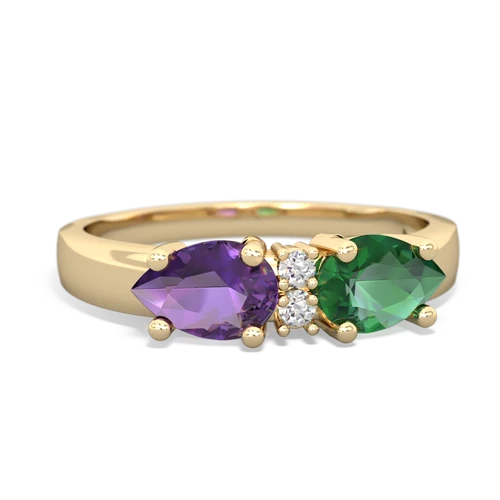 Lab Emerald Lab Created Emerald with Genuine Amethyst Pear Bowtie ring Ring