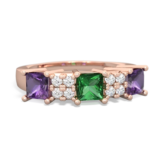Lab Emerald Lab Created Emerald with Genuine Amethyst and Genuine White Topaz Three Stone ring Ring