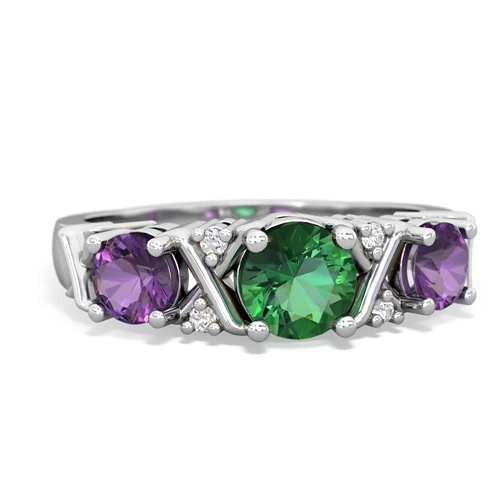 Lab Emerald Lab Created Emerald with Genuine Amethyst and  Hugs and Kisses ring Ring