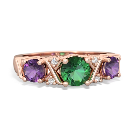 lab emerald-amethyst timeless ring