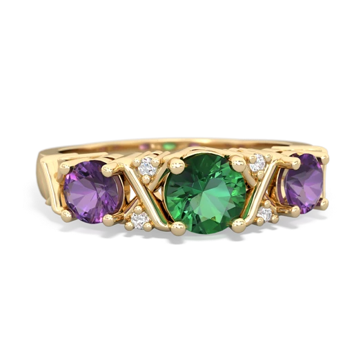 lab emerald-amethyst timeless ring