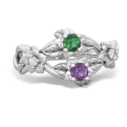 Lab Emerald Lab Created Emerald with Genuine Amethyst Sparkling Bouquet ring Ring