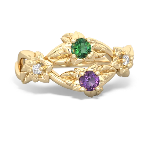 Lab Emerald Lab Created Emerald with Genuine Amethyst Sparkling Bouquet ring Ring