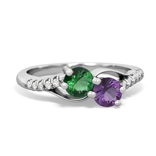 Lab Emerald Lab Created Emerald with Genuine Amethyst Two Stone Infinity ring Ring