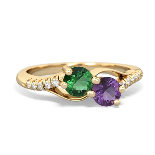 lab emerald-amethyst two stone infinity ring