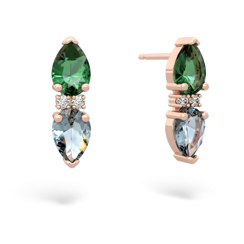 lab emerald-aquamarine bowtie earrings