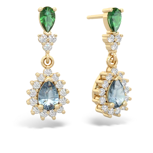 lab emerald-aquamarine dangle earrings