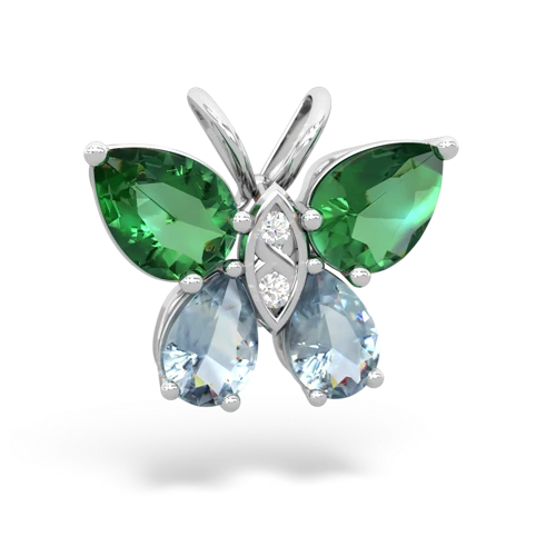 lab emerald-aquamarine butterfly pendant