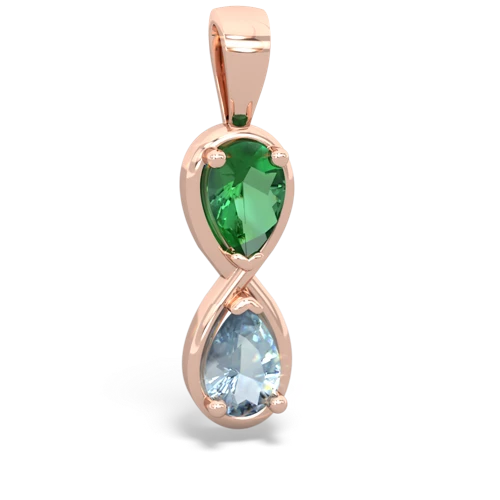 Lab Emerald Lab Created Emerald with Genuine Aquamarine Infinity pendant Pendant
