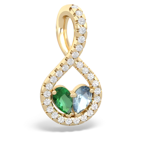 lab emerald-aquamarine pave twist pendant