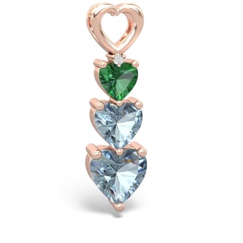 Lab Emerald Lab Created Emerald with Genuine Aquamarine and  Past Present Future pendant Pendant