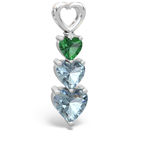 lab emerald-aquamarine three stone pendant