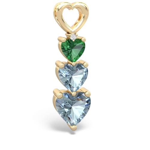 Lab Emerald Lab Created Emerald with Genuine Aquamarine and Genuine Ruby Past Present Future pendant Pendant