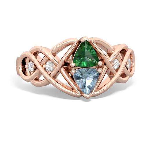 Lab Emerald Lab Created Emerald with Genuine Aquamarine Keepsake Celtic Knot ring Ring