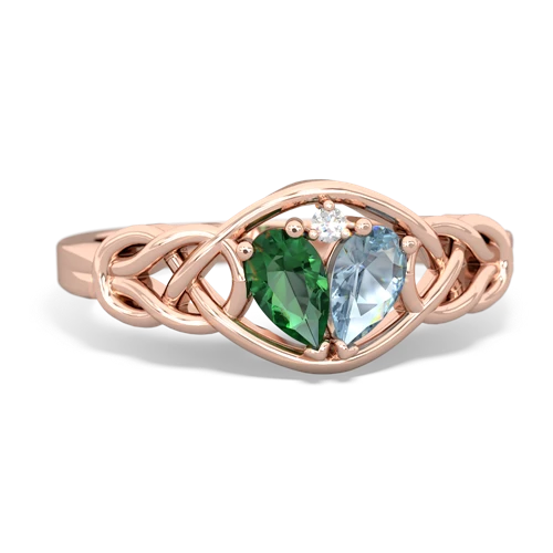 Lab Emerald Lab Created Emerald with Genuine Aquamarine Celtic Love Knot ring Ring