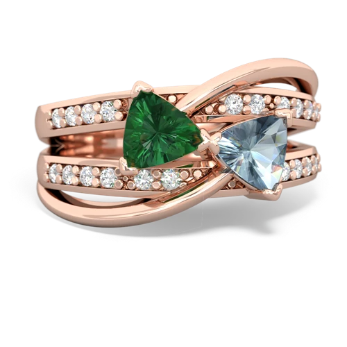 Lab Emerald Lab Created Emerald with Genuine Aquamarine Bowtie ring Ring