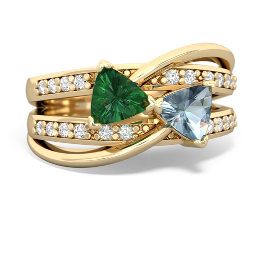 Lab Emerald Lab Created Emerald with Genuine Aquamarine Bowtie ring Ring
