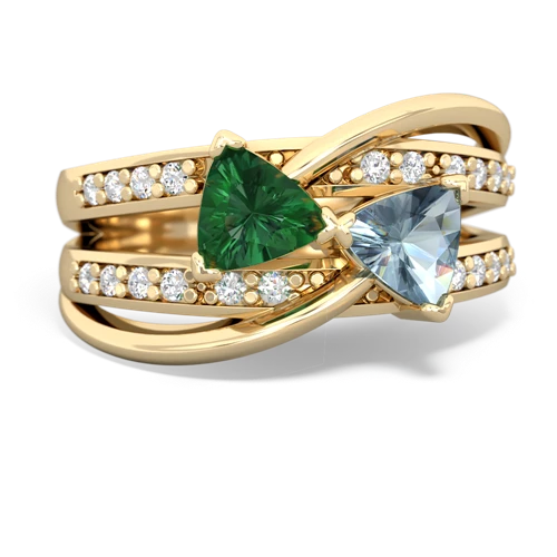 lab emerald-aquamarine couture ring