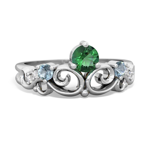 lab emerald-aquamarine crown keepsake ring