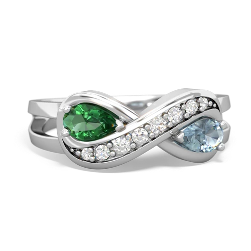 lab emerald-aquamarine diamond infinity ring