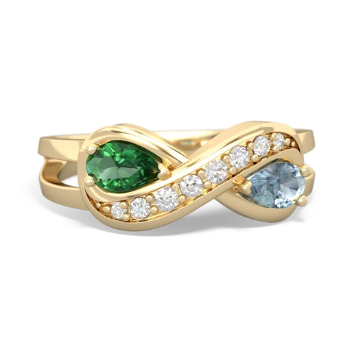 Lab Emerald Lab Created Emerald with Genuine Aquamarine Diamond Infinity ring Ring