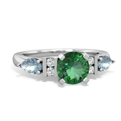 lab emerald-aquamarine engagement ring