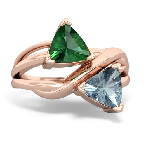 Lab Emerald Lab Created Emerald with Genuine Aquamarine Split Band Swirl ring Ring