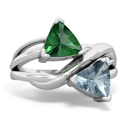 lab emerald-aquamarine filligree ring