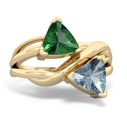 Lab Emerald Lab Created Emerald with Genuine Aquamarine Split Band Swirl ring Ring