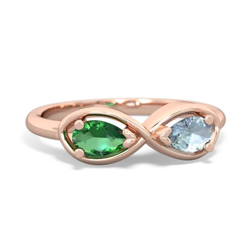 lab emerald-aquamarine infinity ring