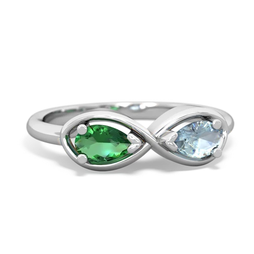 lab emerald-aquamarine infinity ring