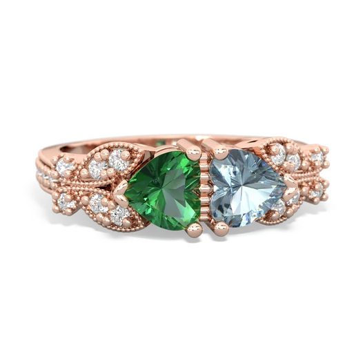 lab emerald-aquamarine keepsake butterfly ring