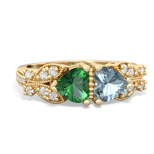 lab emerald-aquamarine keepsake butterfly ring