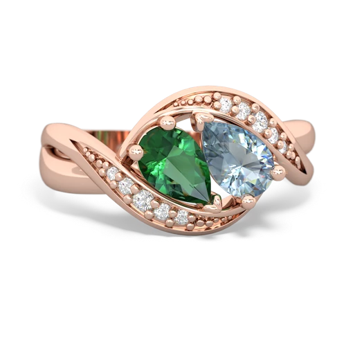 Lab Emerald Lab Created Emerald with Genuine Aquamarine Summer Winds ring Ring