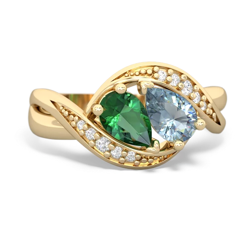 lab emerald-aquamarine keepsake curls ring